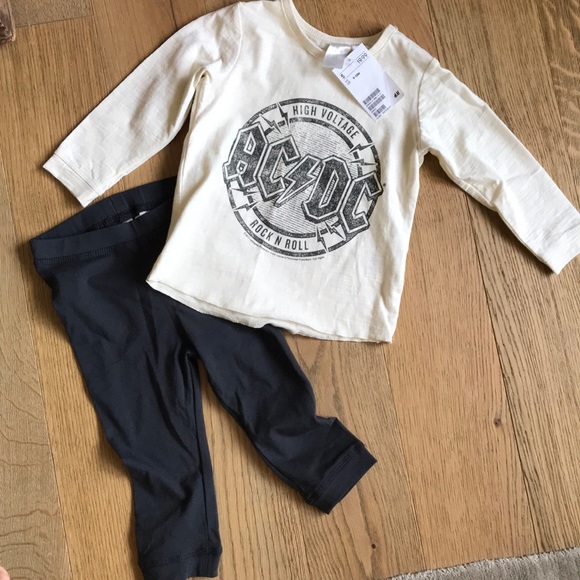 H M Matching Sets Hm Boys Acdc Long Sleeve T Pant Set 912months Poshmark
